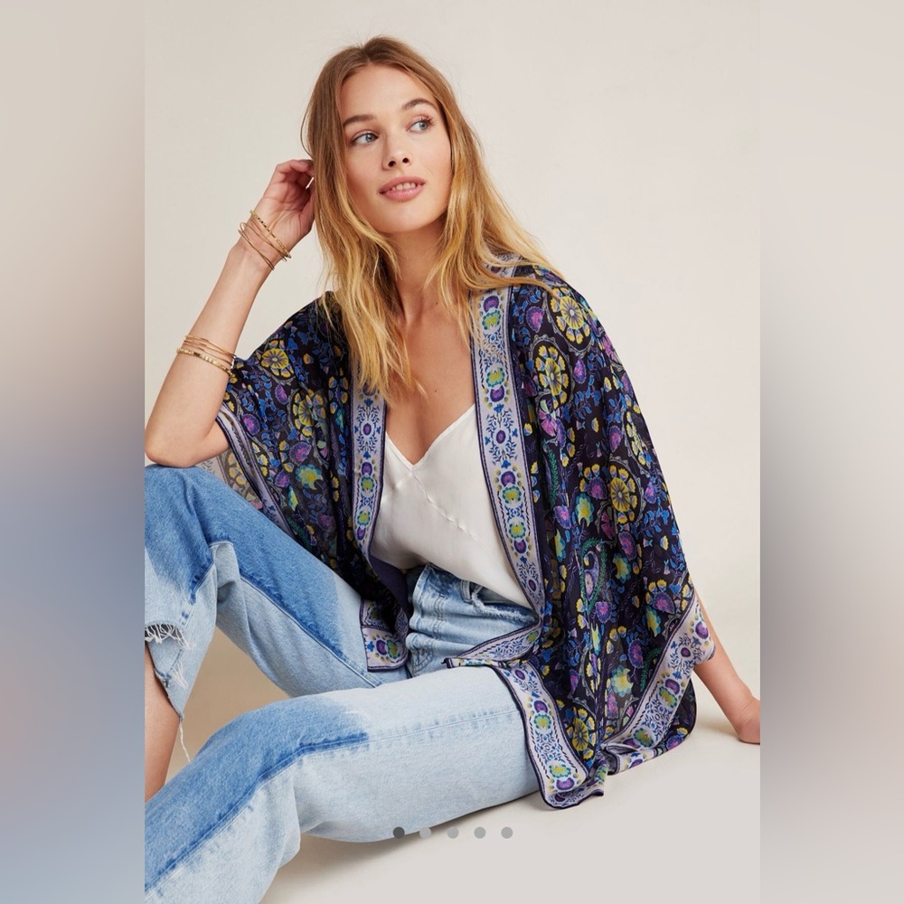 Bl^nk London for Anthropologie Verika Cropped Kimono Boho Chic Airy Romantic